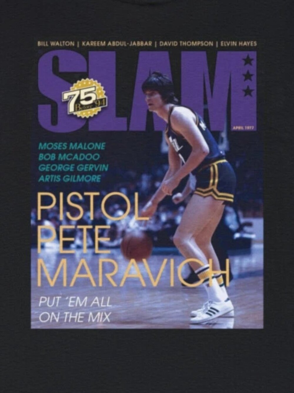 Pete Pistol Maravich Utah Jazz NBA Slam Cover T Shirt - Picture 2 of 5
